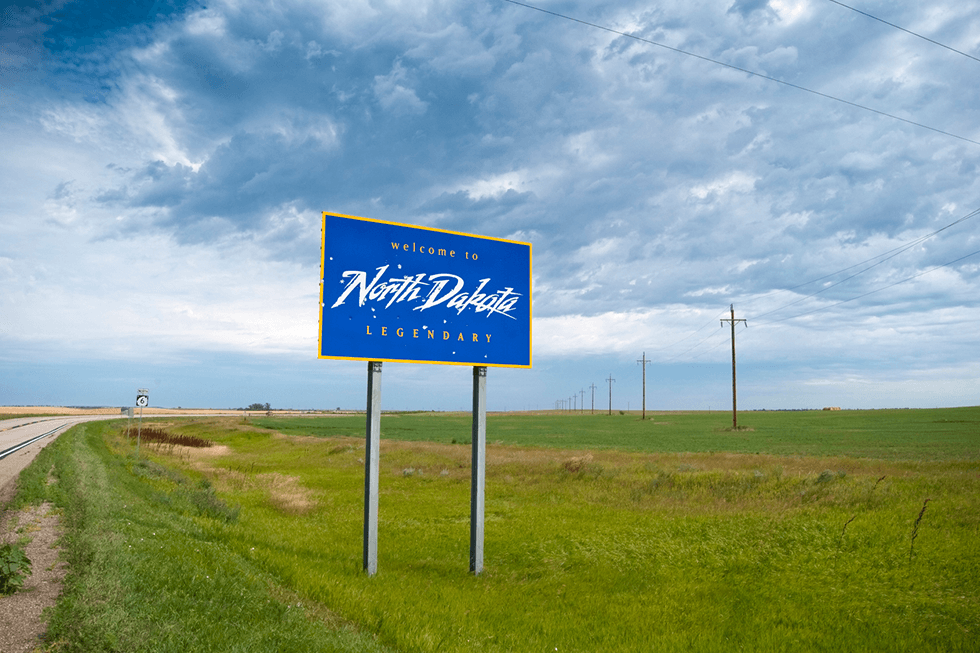 Welcome to North Dakota sign