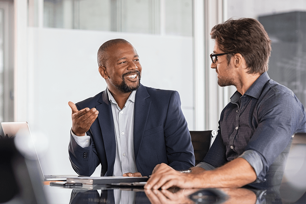 Two business men in a meeting